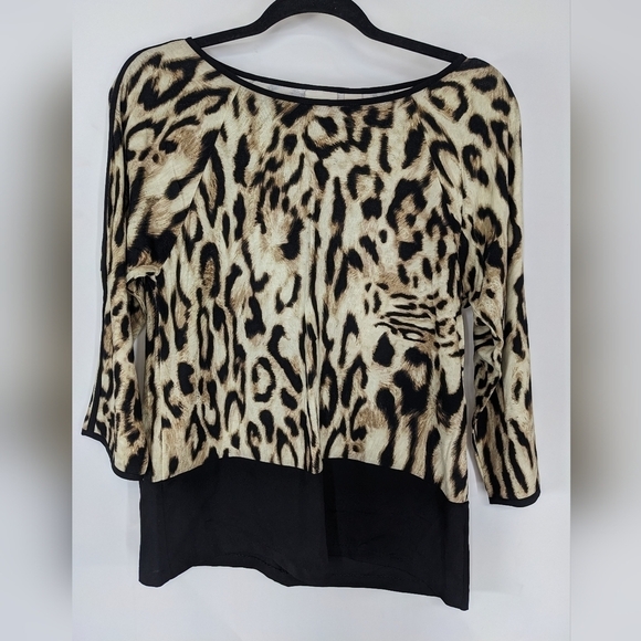 CHICO'S 3/4 Sleeve Leopard Print Top - Picture 1 of 8